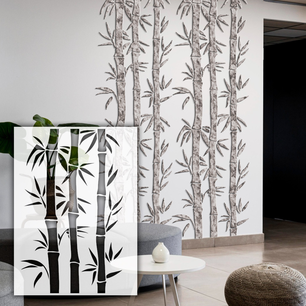 Трафарет для декоративної штукатурки з безшовним малюнком Бамбук (820х600), фото 1