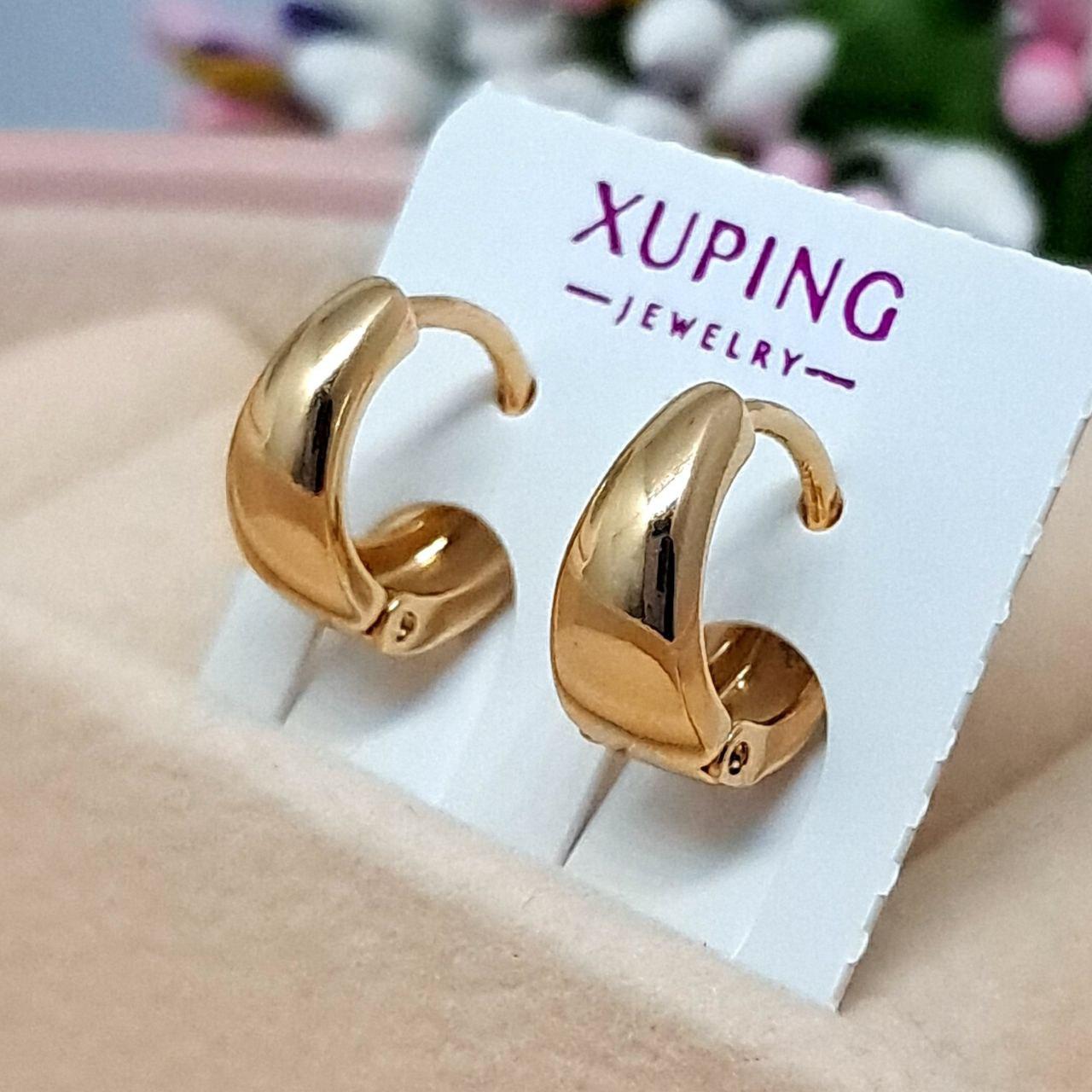 Cережки кільця маленькі класика Медичне золото Розмір 15×6 мм Xuping 3592