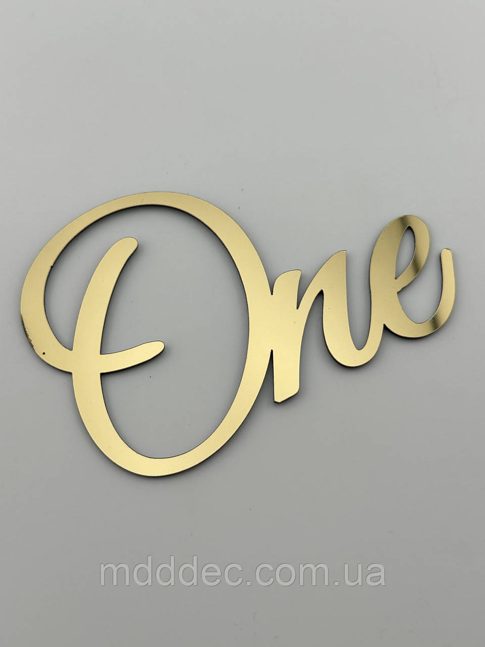 Дзеркальний бічний топер на торт One, золотий торцевий топер на бік торта пластиковий