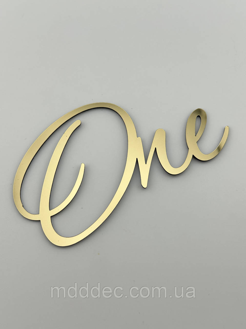 Дзеркальний бічний топер на торт One, золотий торцевий топер на бік торта пластиковий