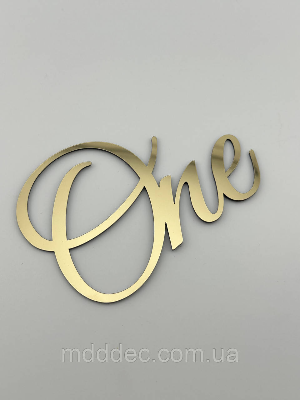 Дзеркальний бічний топер на торт One, золотий торцевий топер на бік торта пластиковий
