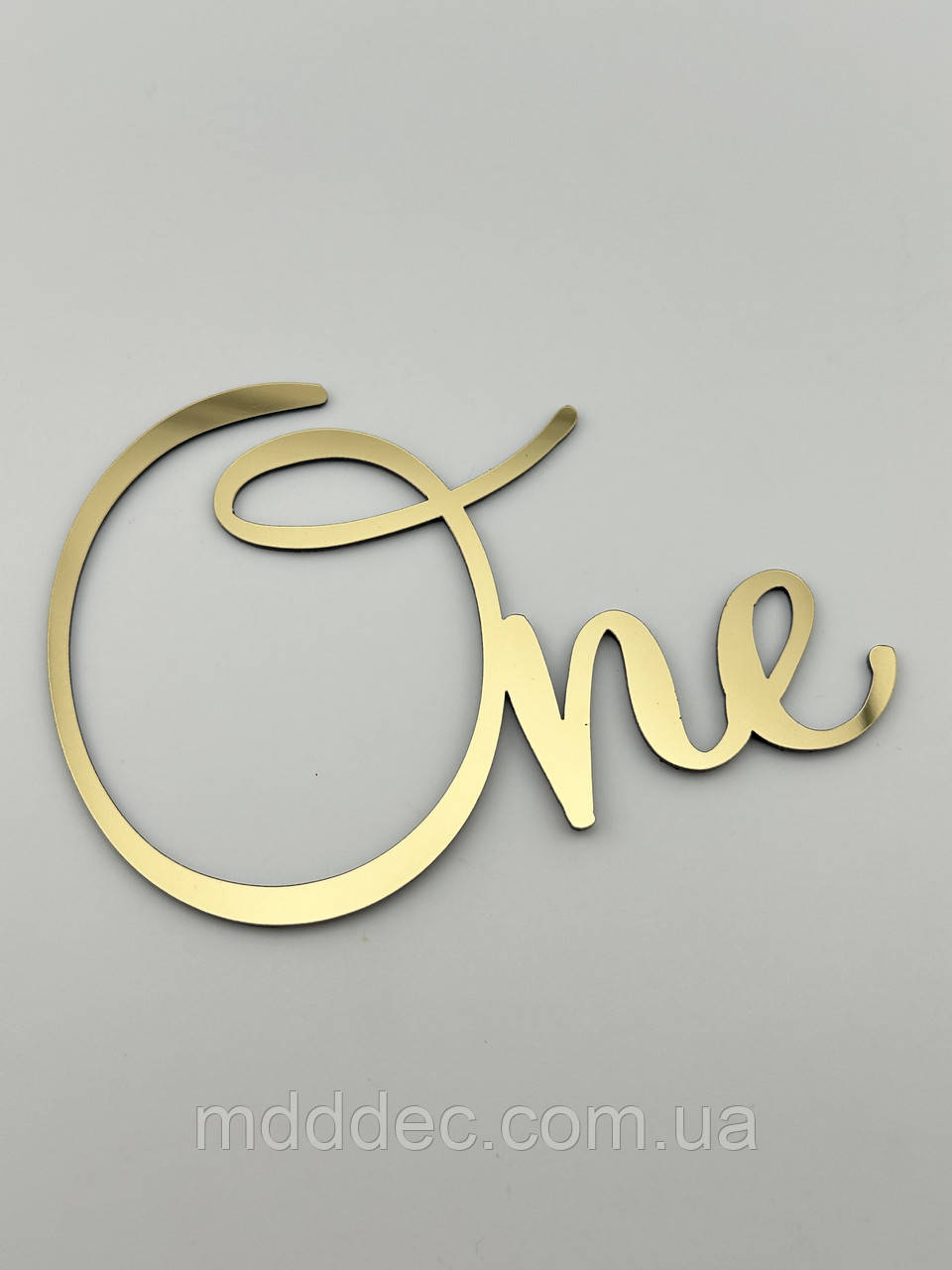 Дзеркальний бічний топер на торт One, золотий торцевий топер на бік торта пластиковий