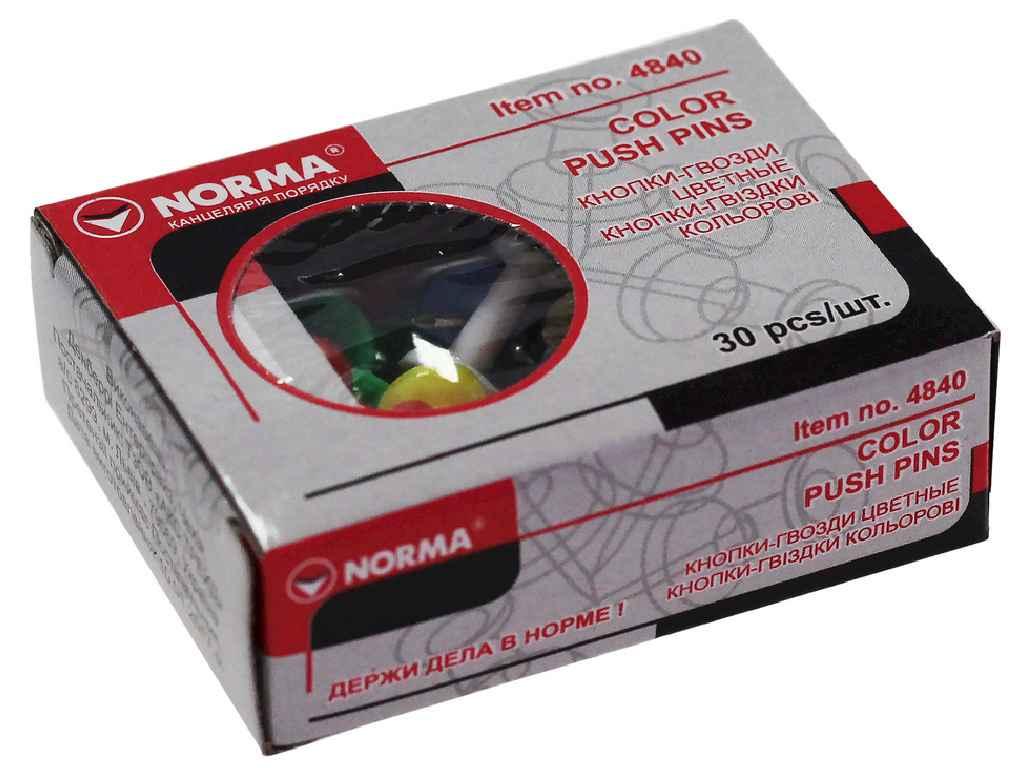 Кнопки-цвяхи 30шт кольорові в асортименті 4840 ТМ NORMA, фото 1