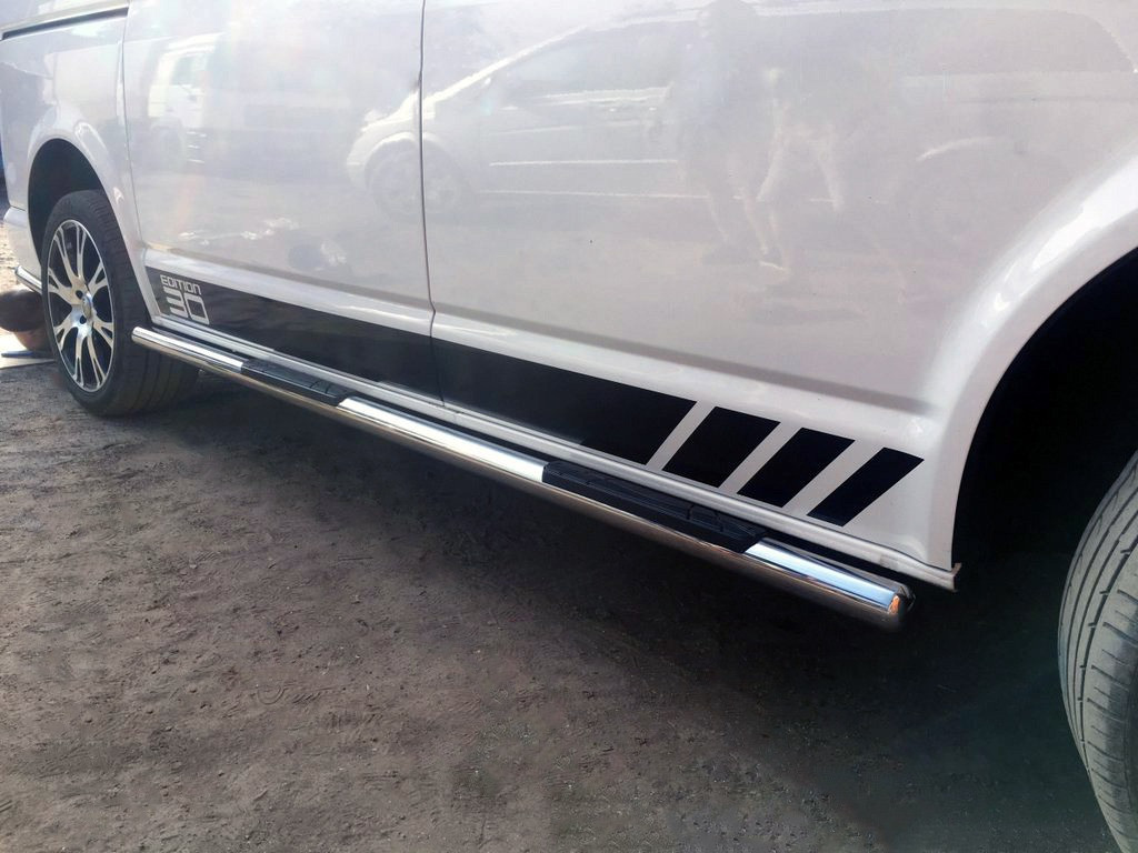Бічні труби (2 шт., нерж) 70мм, Довга база для Volkswagen T5 Multivan 2003-2010 рр