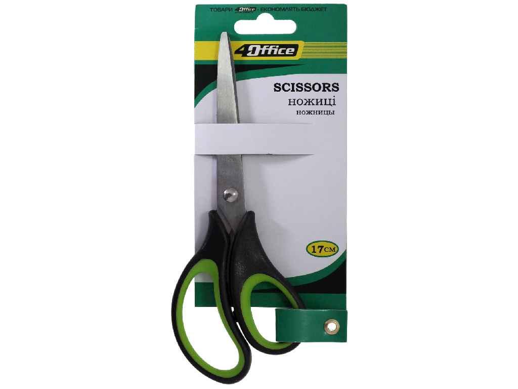 Ножиці 17см універсальні ергономічні гумові ручки 4-367 ТМ 4OFFICE BP, фото 1