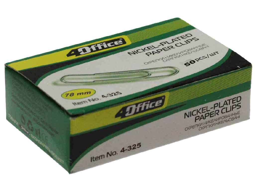 Скріпки 78мм 50шт прямі з хвилею 4-325 ТМ 4OFFICE, фото 1