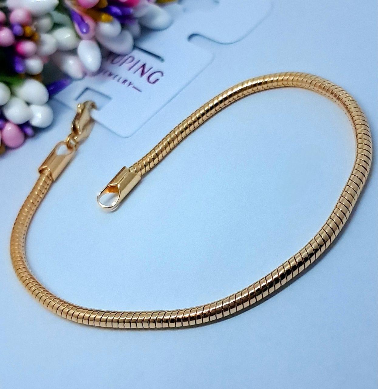 Браслет снейк 19 см * 3 мм, медичне золото. Позолочений браслет ХР