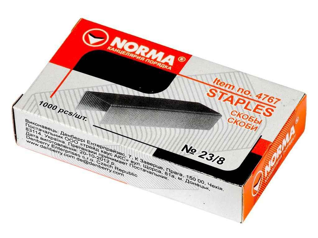 Скоби для степлеру 23/8 1000шт 4767 norma ТМ NORMA BP, фото 1