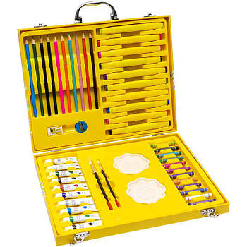 Дитячий набір на 68 предметів для малювання у жовтому дерев'яному кейсі G.Duck