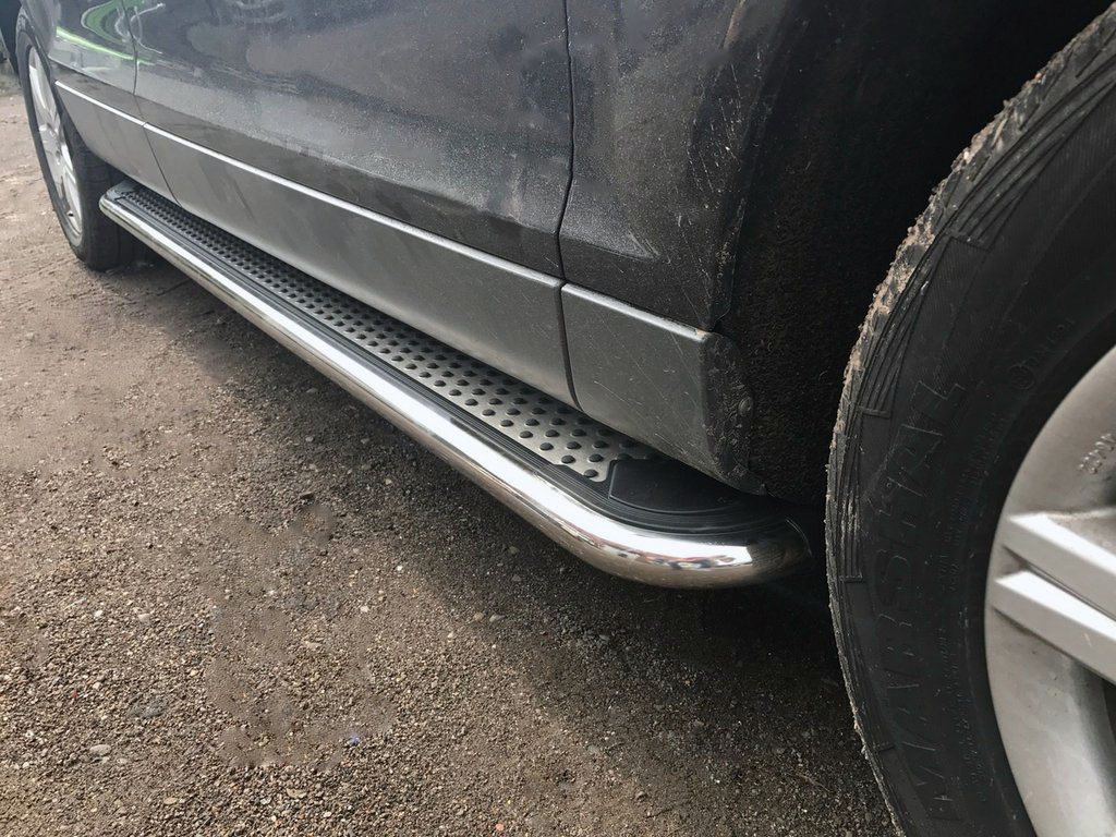 Бокові пороги Maydos V2 (2 шт., алюміній -2024 нерж) для Ауди Q7 2005-2015 рр, фото 1