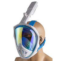 Маска для плавання повнолицева - Дзеркальна - M2068/SG7 - розмір S/M - Синя