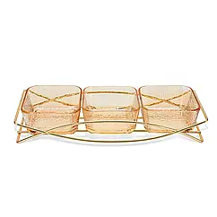 Менажница серверовочная 31.8х11.5.х5.8см из стекла на стальной подставке Fissman