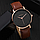 Жіночий годинник Geneva Classic steel watch чорний із коричневим ремінцем, фото 3