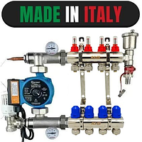 Колектор для теплої підлоги в складі з насосом  (4 КОНТУРИ) ІТАЛІЯ