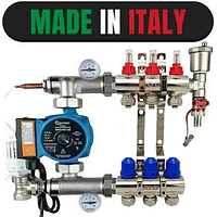 Колектор для теплої підлоги в складі з насосом  (3 КОНТУРИ) ІТАЛІЯ