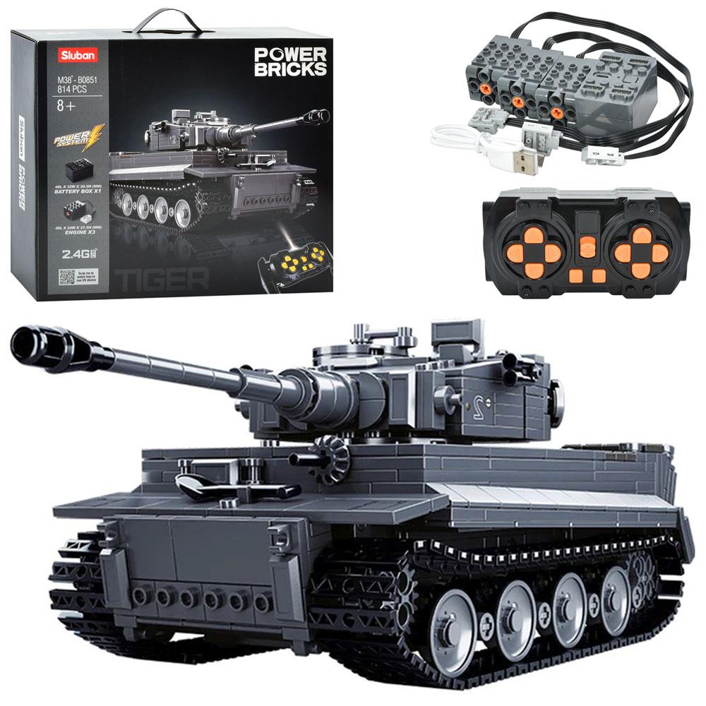 Конструктор SLUBAN M38-B0851 (4 шт.) танк, 28 см, р/к,2.4G, акум, USB-зар., 814де, у кор-ці, 42,5-38-12,5см