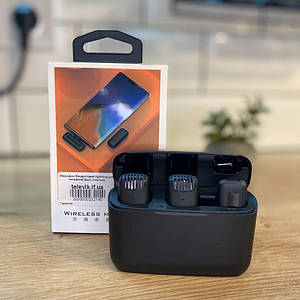 Петличний Мікрофон, бездротова петличка для iPhone lightning 2шт в комплекті (чорний)