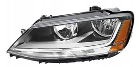 Фара ліва Volkswagen Jetta 7 14-18 LED +DRL TYC мех., жовта вставка