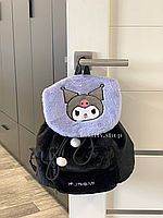 Пухнастий Рюкзак kuromi - сумка Куромі чорний жіночий, hello kitty аніме