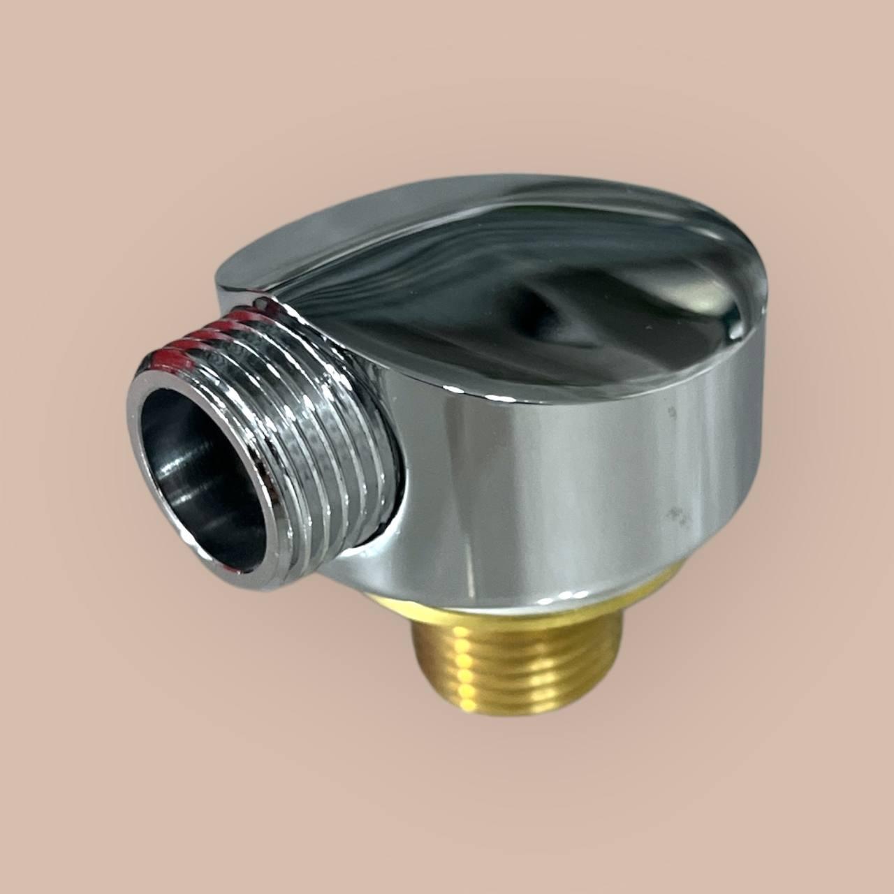 Кутник декоративний (УД-01Л) латунний хромований із зовнішнім різьбленням, фото 1