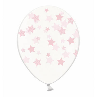 Sharoff print  B105/ 30 см Розовые зефтрки  звезды   на прозрачном  латексные шары  Мін.замовлення 5 шт