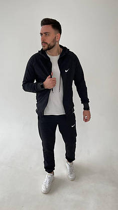 Спортивний костюм чоловічий Nike темно-сірий з капюшоном костюм модний на хлопця підлітка повсякденний стильний, фото 4