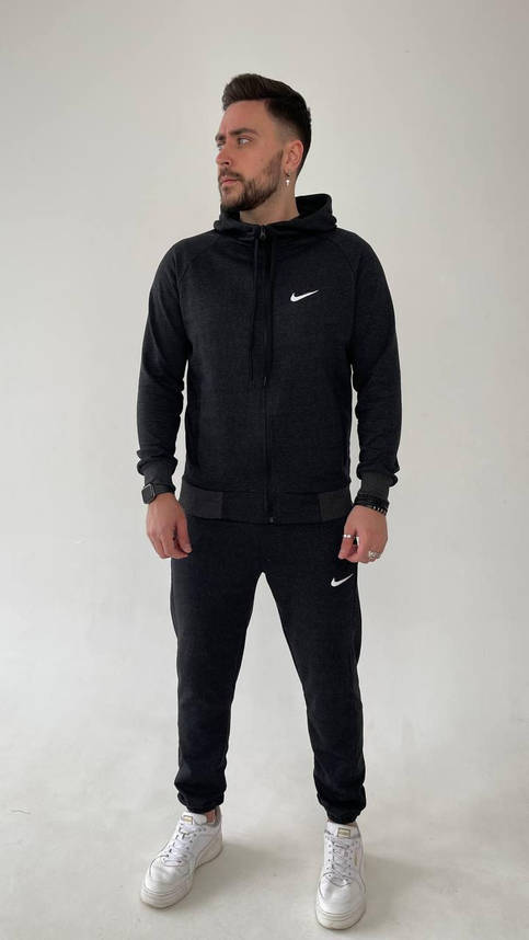 Спортивний костюм чоловічий Nike темно-сірий з капюшоном костюм модний на хлопця підлітка повсякденний стильний, фото 1