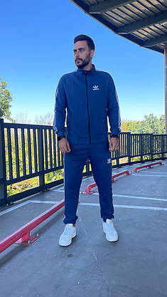 Спортивний костюм чоловічий Adidas з лампасам темно-синій комплект спортивний молодіжний стильний модний, фото 4