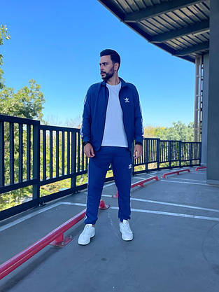 Спортивний костюм чоловічий Adidas з лампасам темно-синій комплект спортивний молодіжний стильний модний, фото 6