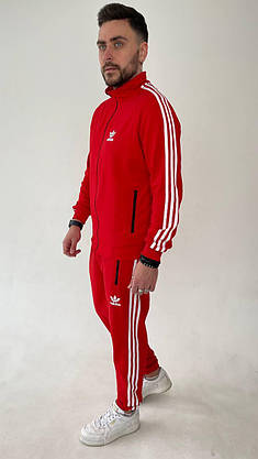 Спортивный костюм мужской Adidas красного цвета с лампасами комплект спортивный молодежный на парня модный, фото 5