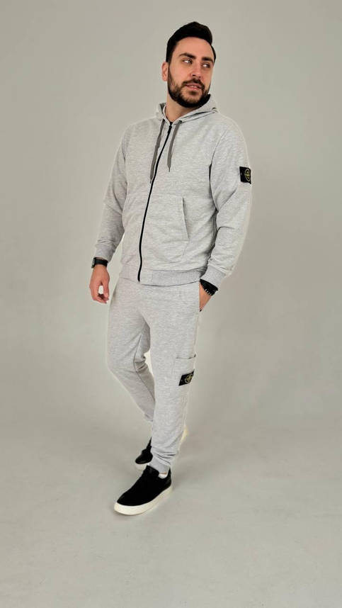 Спортивный костюм мужской stone island серый цвет стильный молодежный для парней мужчин костюм молодежный, фото 1