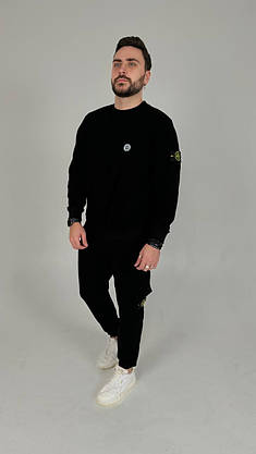 Спортивний костюм чоловічий чорний stone island стильний молодіжний прогулянковий на хлопця модний гарний, фото 3