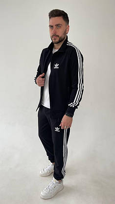 Чорний спортивний костюм чоловічий Adidas з лампасам повсякденний комплект спортивний молодіжний стильний модний, фото 4