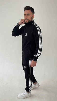 Чорний спортивний костюм чоловічий Adidas з лампасам повсякденний комплект спортивний молодіжний стильний модний, фото 6
