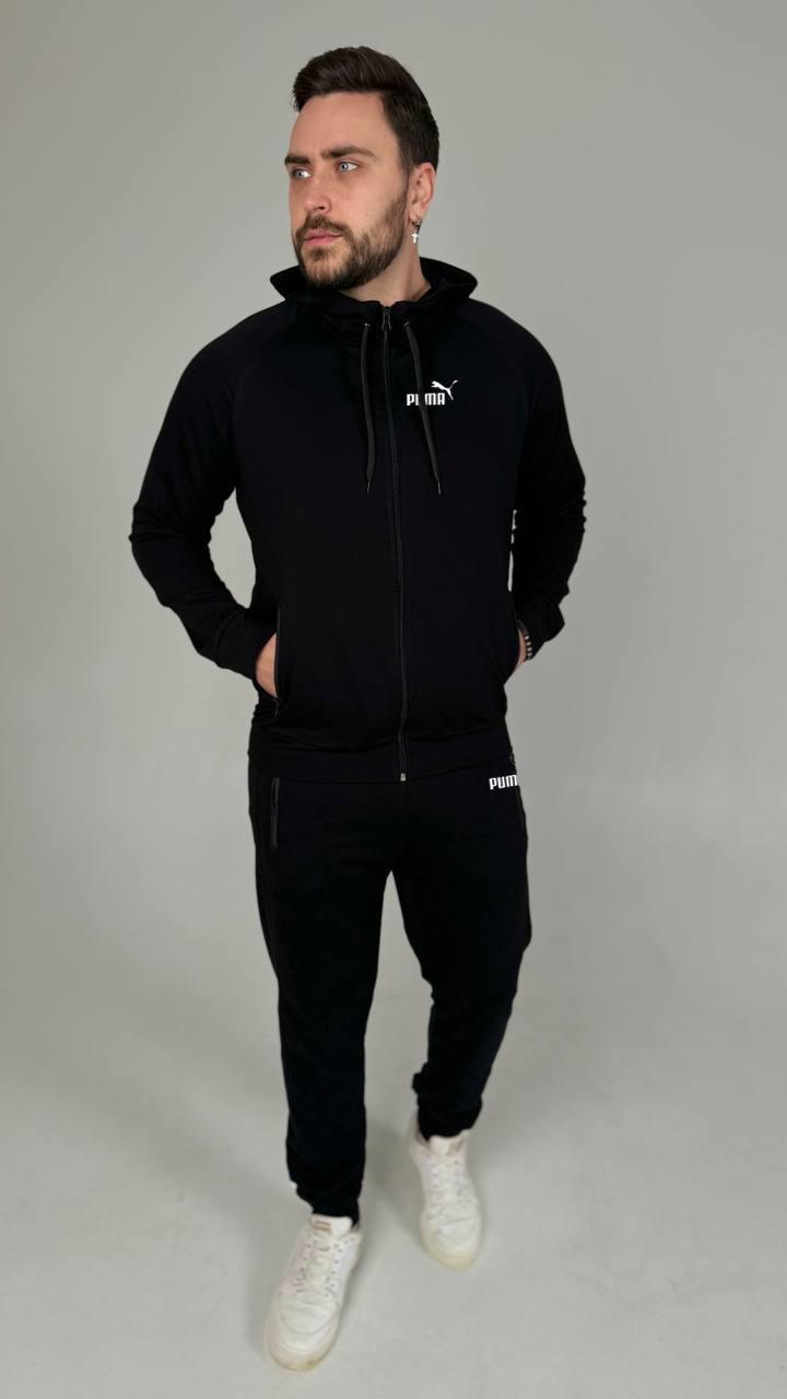 Спортивный костюм Puma мужской черный повседневный модный прогулочный комплект спортивный на парня подростка