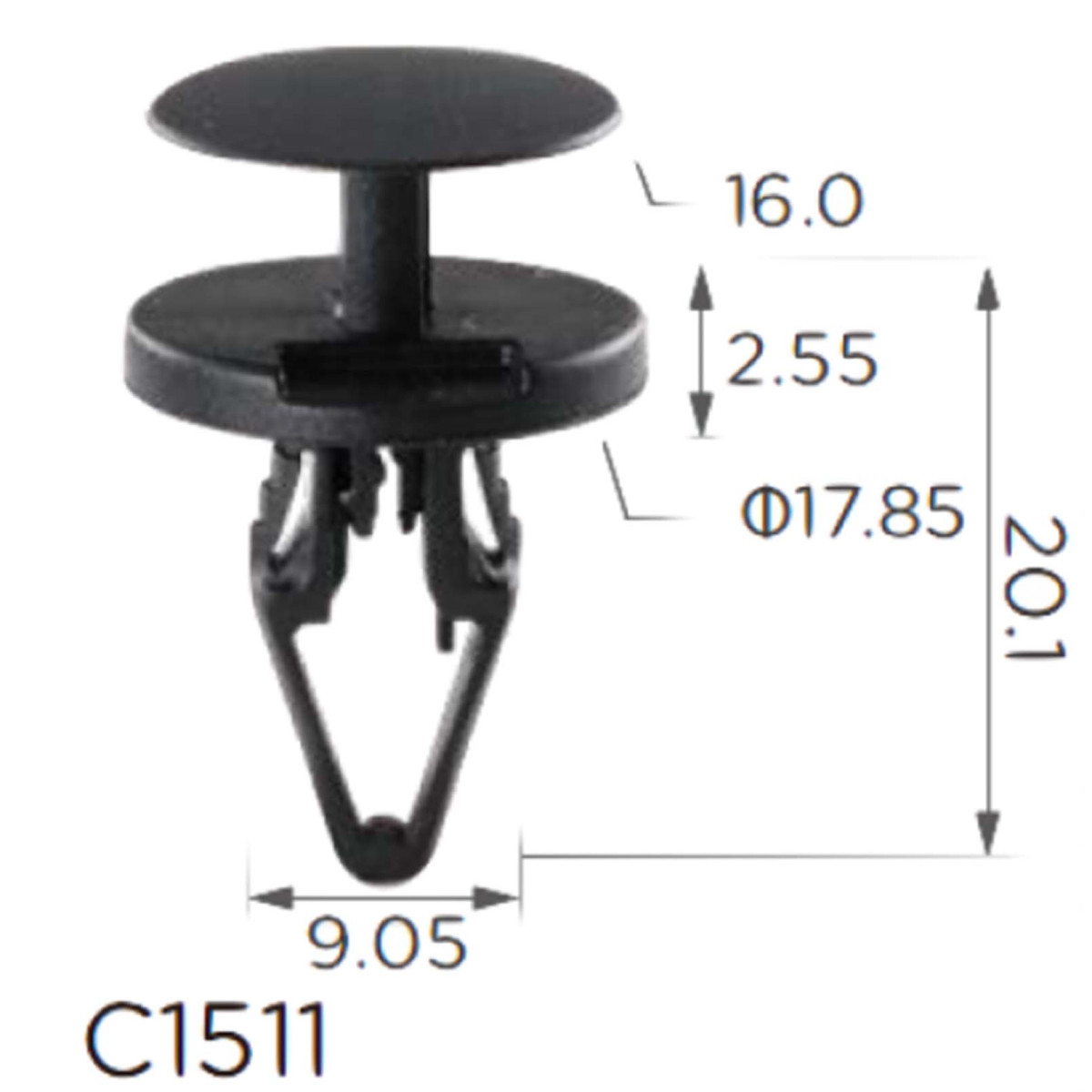 Кліпса криплення Натискна Розпочинна GM CHRYSLER FORD OPEL (11844 GM 11589289) C1511, фото 1
