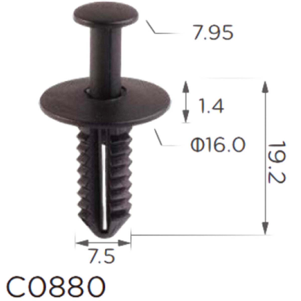 Кліпса криплення Натискна Розпорошена MERCEDES (A1249900492 1249900492 11835) C0880, фото 1