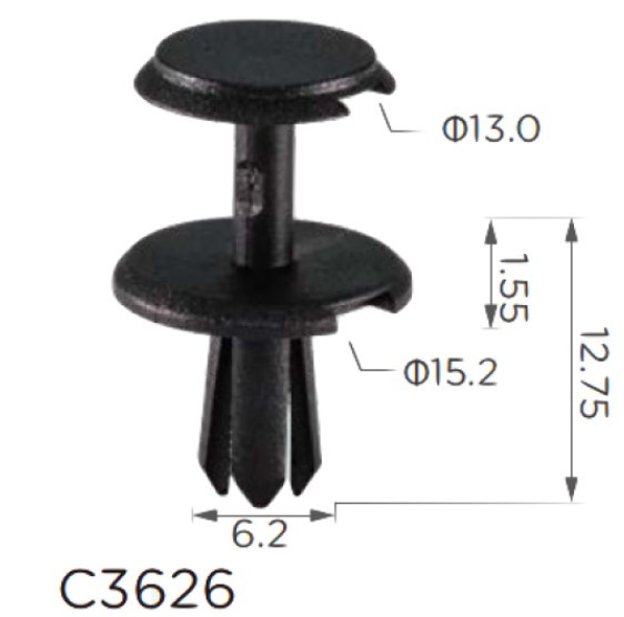 Кліпса криплення Натискна Розпірна Mercedes A0009919240 C3626, фото 1