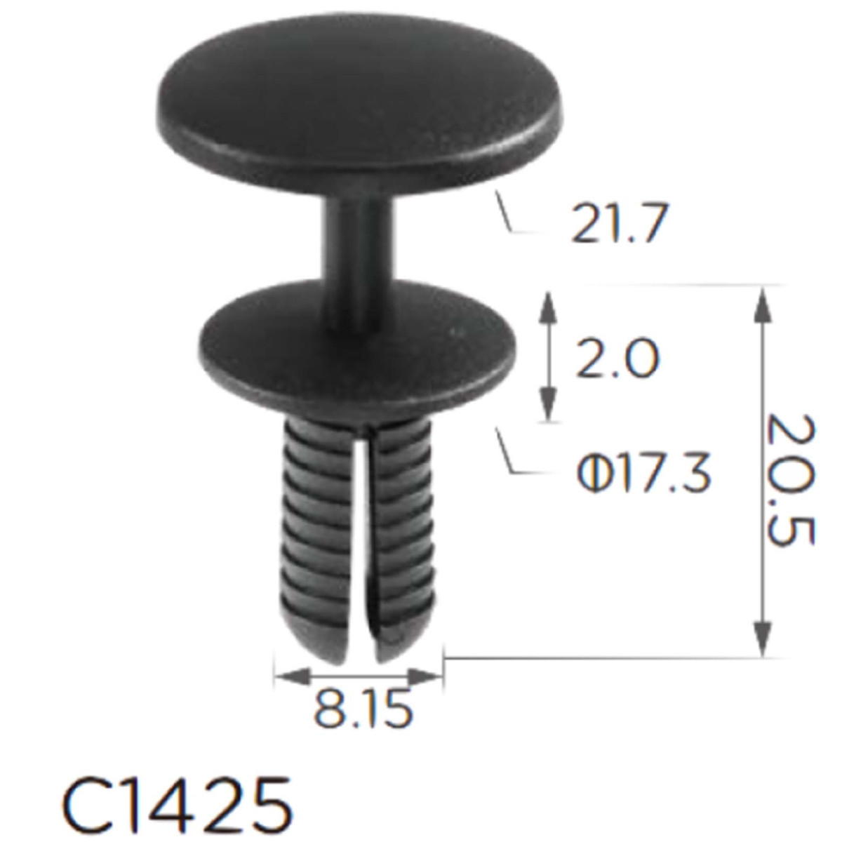 Кліпса криплення Натискна Розпірна Mercedes Volkswagen Audi (10MM) Чорна C1426, фото 1