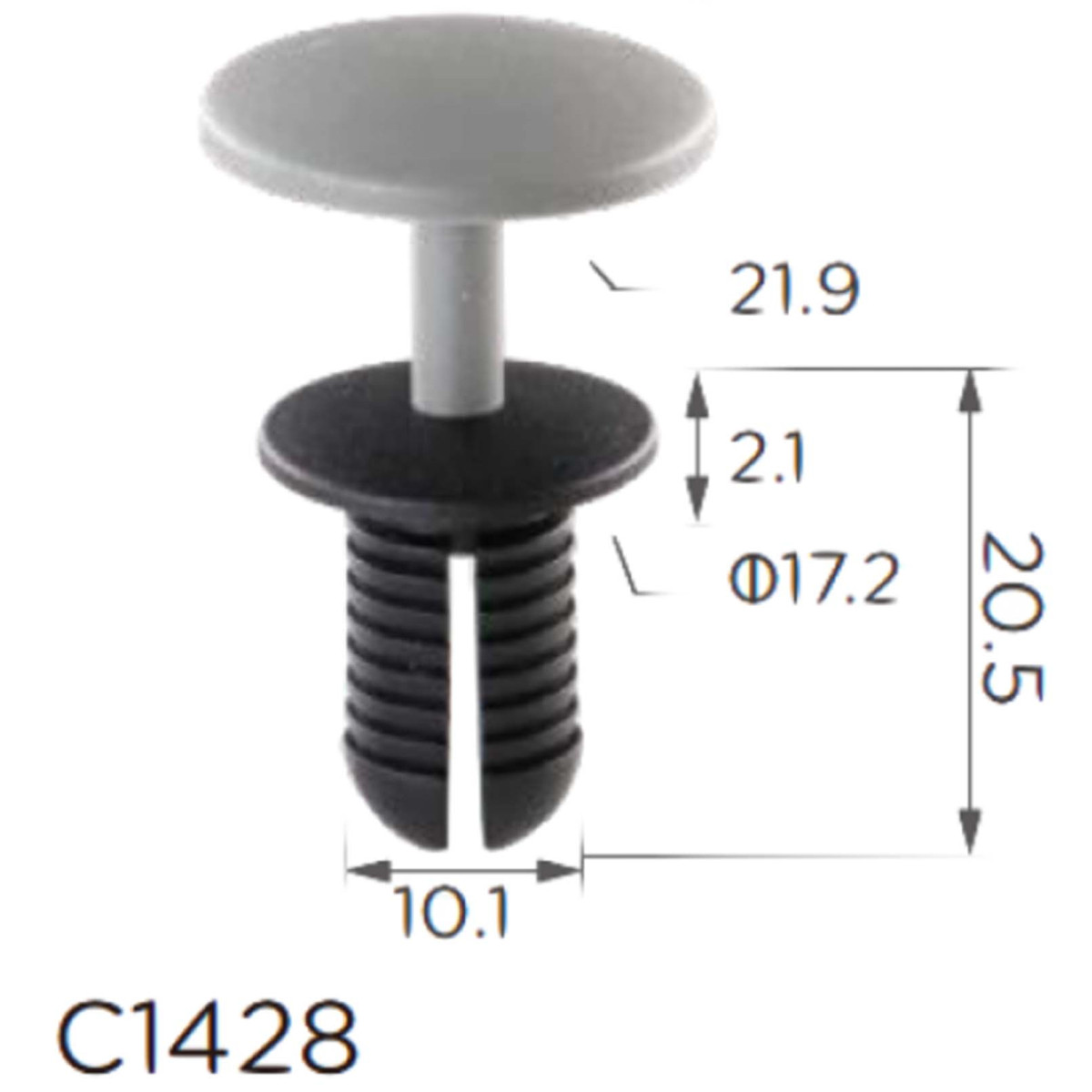 Кліпса криплення Натискна Розпірна Mercedes Volkswagen Audi (8.2MM) Сіра C1428, фото 1