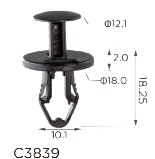 Кліпса криплення Натискна Розпорошена TESLA (1128034-00-B) C3839, фото 1
