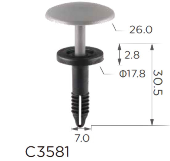 Кліпса криплення Натискна Розпірна Універсальна C3581, фото 1