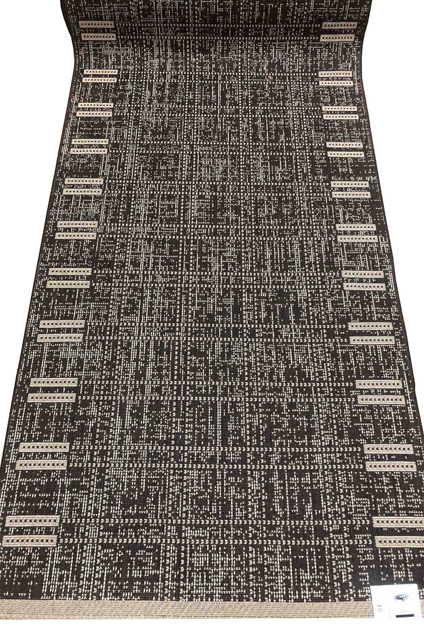 Чорна килимова доріжка рогожка LANA RUNNER 19247 91 ширина 50 см