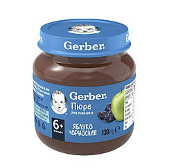 Пюре фруктове Gerber Яблуко та чорнослив з 6 місяців, 130г. (Гербер)