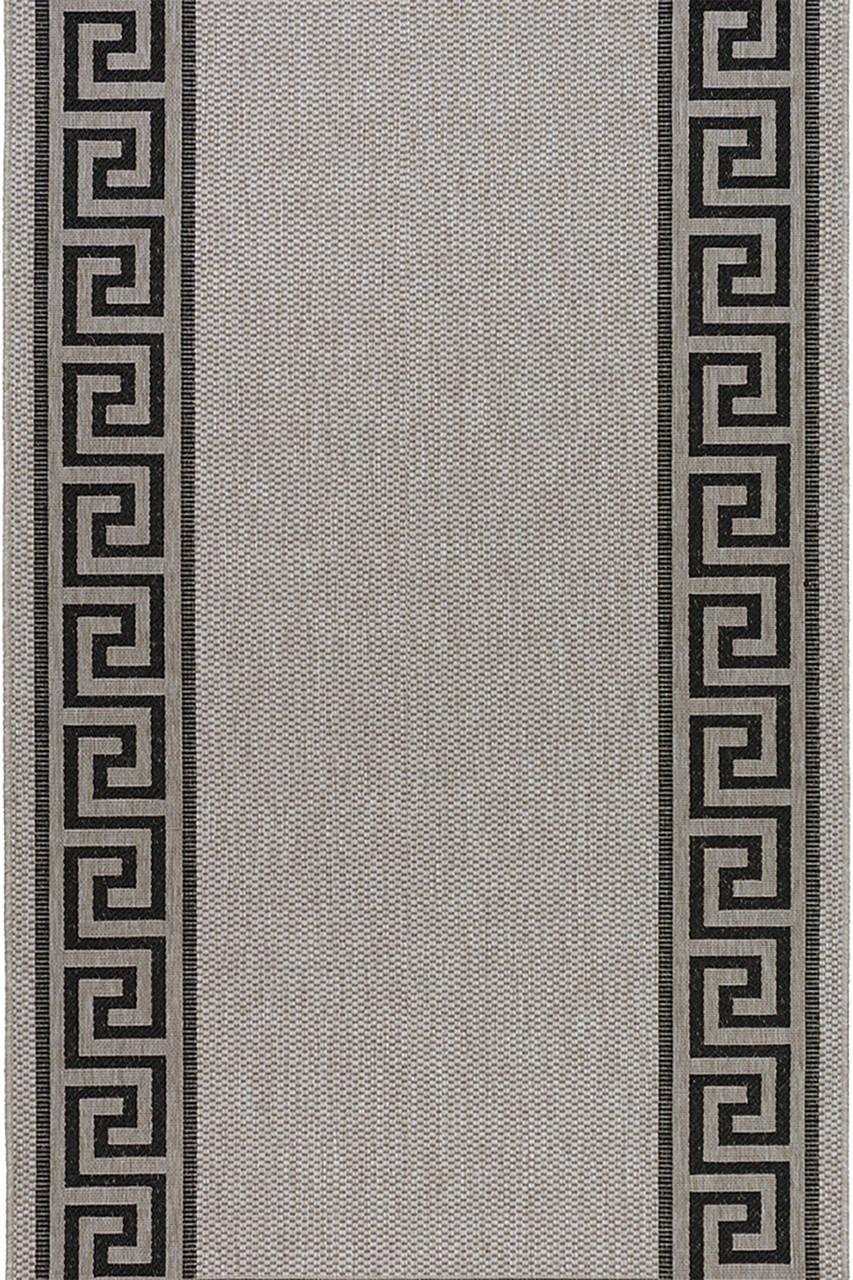 Сіра килимова доріжка рогожка NATURA 20014 Silver/Black ширина 1 м