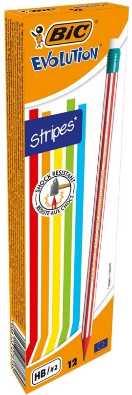 Олівець графітний з гумкою BIC Evolution Stripes НВ 8960342, фото 1