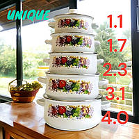 Набір посуду із емальованим покриттям UNIQUE UN-2355 білий