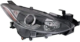 Фара права Mazda 3 BM SDN/HB 13-16  TYC мех., галоген, жовта вставка