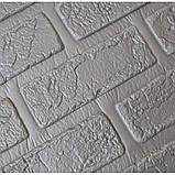 Сучасна самоклеюча 3D панель цегла сіра деко 700x700x5 мм, фото 2