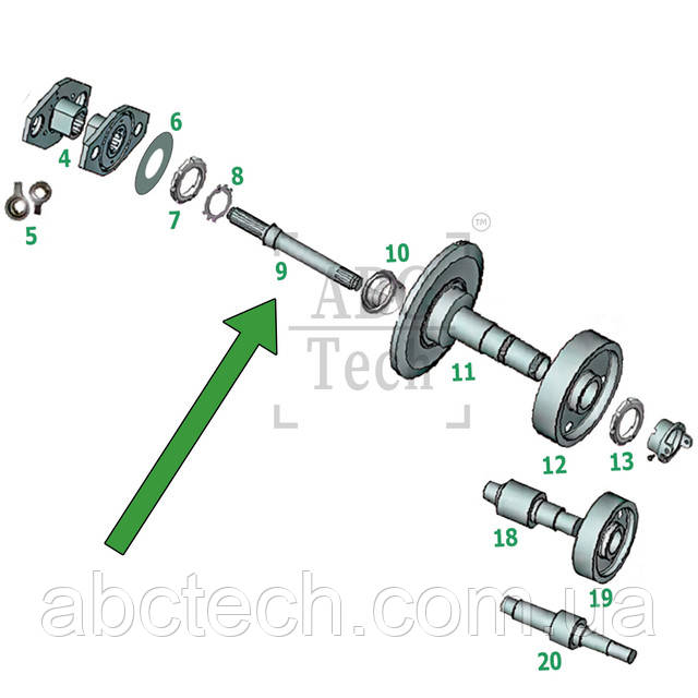 Схематичне розташування статичного валу Гранулятор ОГМ Схематичне розташування статичного валу Гранулятор ОГМ